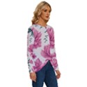 Pattern Flowers Texture Design Long Sleeve Crew Neck Pullover Top View3