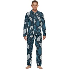 Pattern Flower Texture Men s Long Sleeve Velvet Pocket Pajamas Set by Grandong