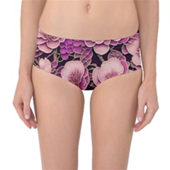 Plum Blossom Blossom Mid-waist Bikini Bottoms by Grandong