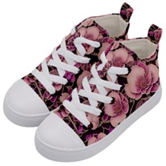 Plum Blossom Blossom Kids  Mid-top Canvas Sneakers by Grandong