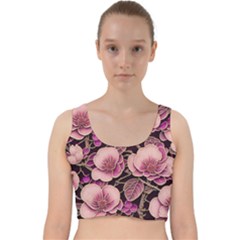 Plum Blossom Blossom Velvet Racer Back Crop Top by Grandong