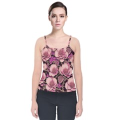 Plum Blossom Blossom Velvet Spaghetti Strap Top by Grandong