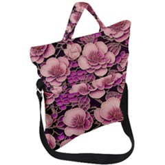 Plum Blossom Blossom Fold Over Handle Tote Bag by Grandong