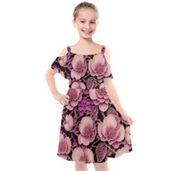 Plum Blossom Blossom Kids  Cut Out Shoulders Chiffon Dress by Grandong