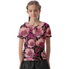 Plum Blossom Blossom Kids  Frill Chiffon Blouse by Grandong