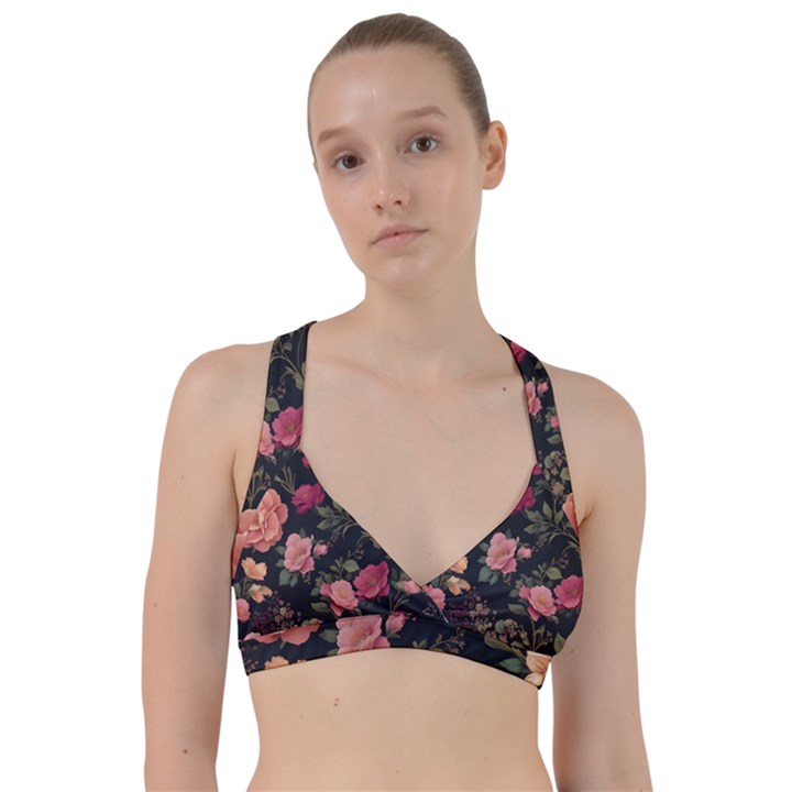 Flower Pattern Sweetheart Sports Bra