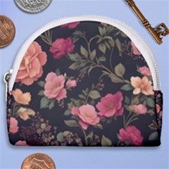 Flower Pattern Horseshoe Style Canvas Pouch by Grandong