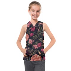 Flower Pattern Kids  Sleeveless Hoodie