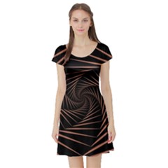 Wave Curve Abstract Art Backdrop Short Sleeve Skater Dress by Grandong