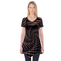 Wave Curve Abstract Art Backdrop Short Sleeve Tunic  by Grandong