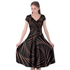 Wave Curve Abstract Art Backdrop Cap Sleeve Wrap Front Dress by Grandong