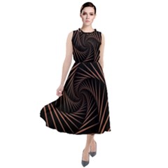 Wave Curve Abstract Art Backdrop Round Neck Boho Dress by Grandong