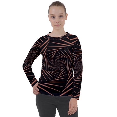 Wave Curve Abstract Art Backdrop Women s Long Sleeve Raglan Tee by Grandong