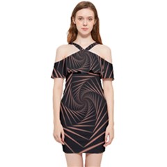 Wave Curve Abstract Art Backdrop Shoulder Frill Bodycon Summer Dress by Grandong