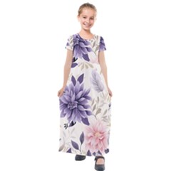 Flowers Pattern Floral Kids  Short Sleeve Maxi Dress by Grandong