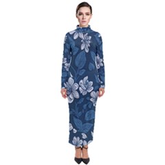 Pattern Flowers Design Nature Turtleneck Maxi Dress by Grandong