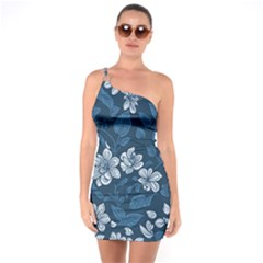 Pattern Flowers Design Nature One Shoulder Ring Trim Bodycon Dress by Grandong