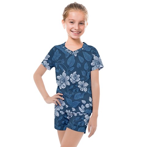 Pattern Flowers Design Nature Kids  Mesh Tee And Shorts Set by Grandong