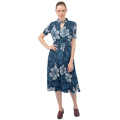 Pattern Flowers Design Nature Keyhole Neckline Chiffon Dress by Grandong