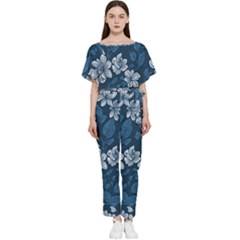 Pattern Flowers Design Nature Batwing Lightweight Chiffon Jumpsuit by Grandong