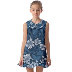 Pattern Flowers Design Nature Kids  Pilgrim Collar Ruffle Hem Dress by Grandong