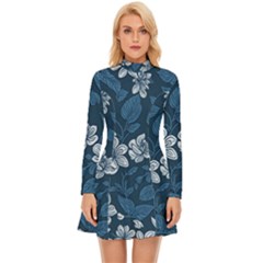 Pattern Flowers Design Nature Long Sleeve Velour Longline Dress by Grandong