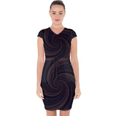 Wave Curves Abstract Art Backdrop Capsleeve Drawstring Dress  by Grandong