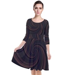 Wave Curves Abstract Art Backdrop Quarter Sleeve Waist Band Dress by Grandong