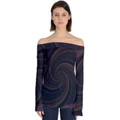 Wave Curves Abstract Art Backdrop Off Shoulder Long Sleeve Top by Grandong