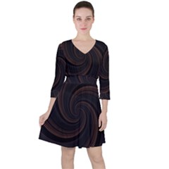 Wave Curves Abstract Art Backdrop Quarter Sleeve Ruffle Waist Dress by Grandong