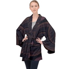 Wave Curves Abstract Art Backdrop Long Sleeve Velvet Kimono  by Grandong