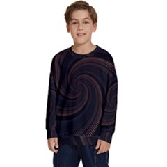 Wave Curves Abstract Art Backdrop Kids  Crewneck Sweatshirt by Grandong