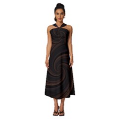 Wave Curves Abstract Art Backdrop Sleeveless Cross Front Cocktail Midi Chiffon Dress by Grandong