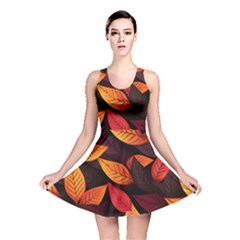 Leaves Autumn Reversible Skater Dress by Grandong