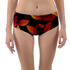 Leaves Autumn Reversible Mid-waist Bikini Bottoms by Grandong