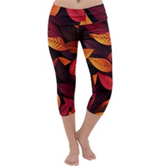 Leaves Autumn Capri Yoga Leggings by Grandong