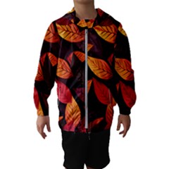 Leaves Autumn Kids  Hooded Windbreaker