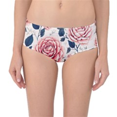 Flowers Pattern Plant Mid-waist Bikini Bottoms by Grandong