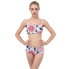 Flowers Pattern Plant Layered Top Bikini Set by Grandong