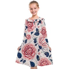 Flowers Pattern Plant Kids  Midi Sailor Dress by Grandong