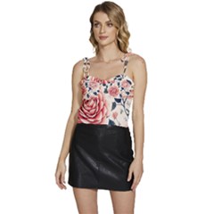 Flowers Pattern Plant Flowy Camisole Tie Up Top by Grandong