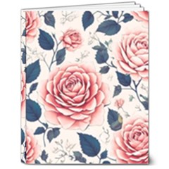 Flowers Pattern Plant 8  X 10  Hardcover Notebook