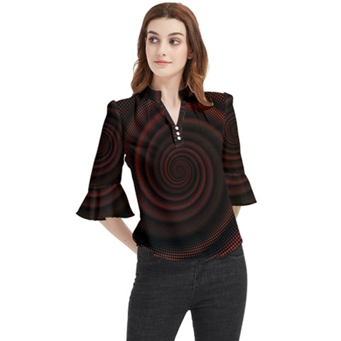 Abstract Art Backdrop Background Loose Horn Sleeve Chiffon Blouse by Grandong