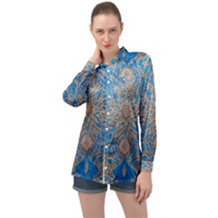 Flower Mandala Pattern Long Sleeve Satin Shirt