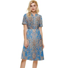 Flower Mandala Pattern Button Top Knee Length Dress by Grandong