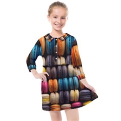 Macaroon Sweet Treat Kids  Quarter Sleeve Shirt Dress by Grandong