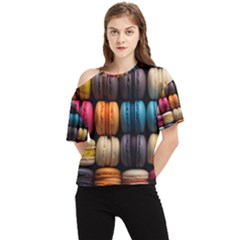 Macaroon Sweet Treat One Shoulder Cut Out Tee by Grandong