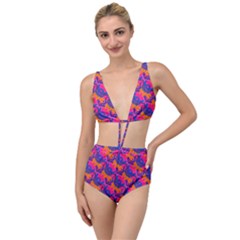 Purple Design Scrapbooking Blue Tied Up Two Piece Swimsuit by Grandong