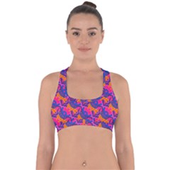 Purple Design Scrapbooking Blue Cross Back Hipster Bikini Top  by Grandong