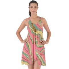 Pattern Glitter Pastel Layer Show Some Back Chiffon Dress by Grandong